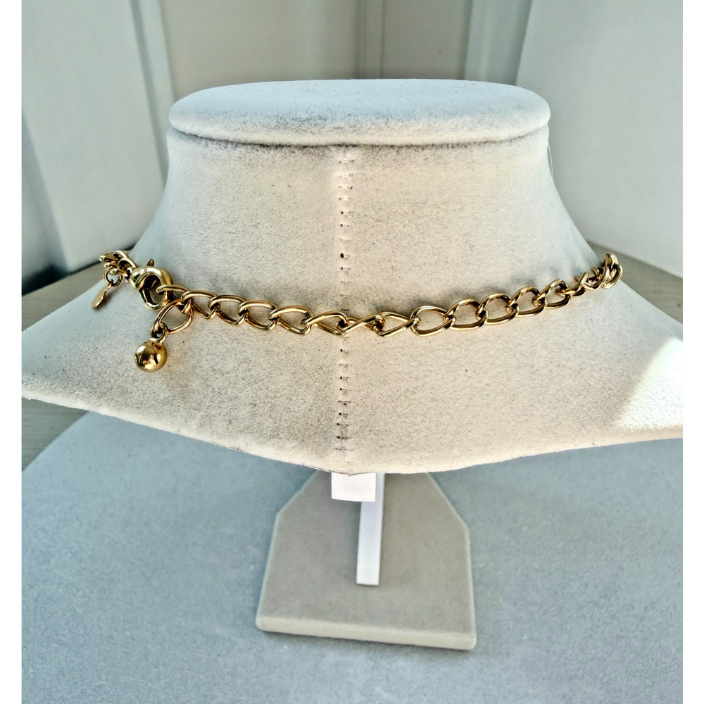 PREMIER DESIGNS Vintage Goldtone Link Bar Necklace Signed Shiny 16"-20" - Picture 2 of 4